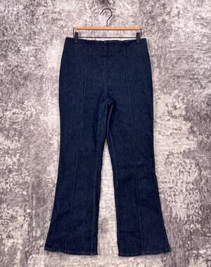 SPANX Micro Flare Jeans Large Womens Dark Wash Seamed Pull On Denim